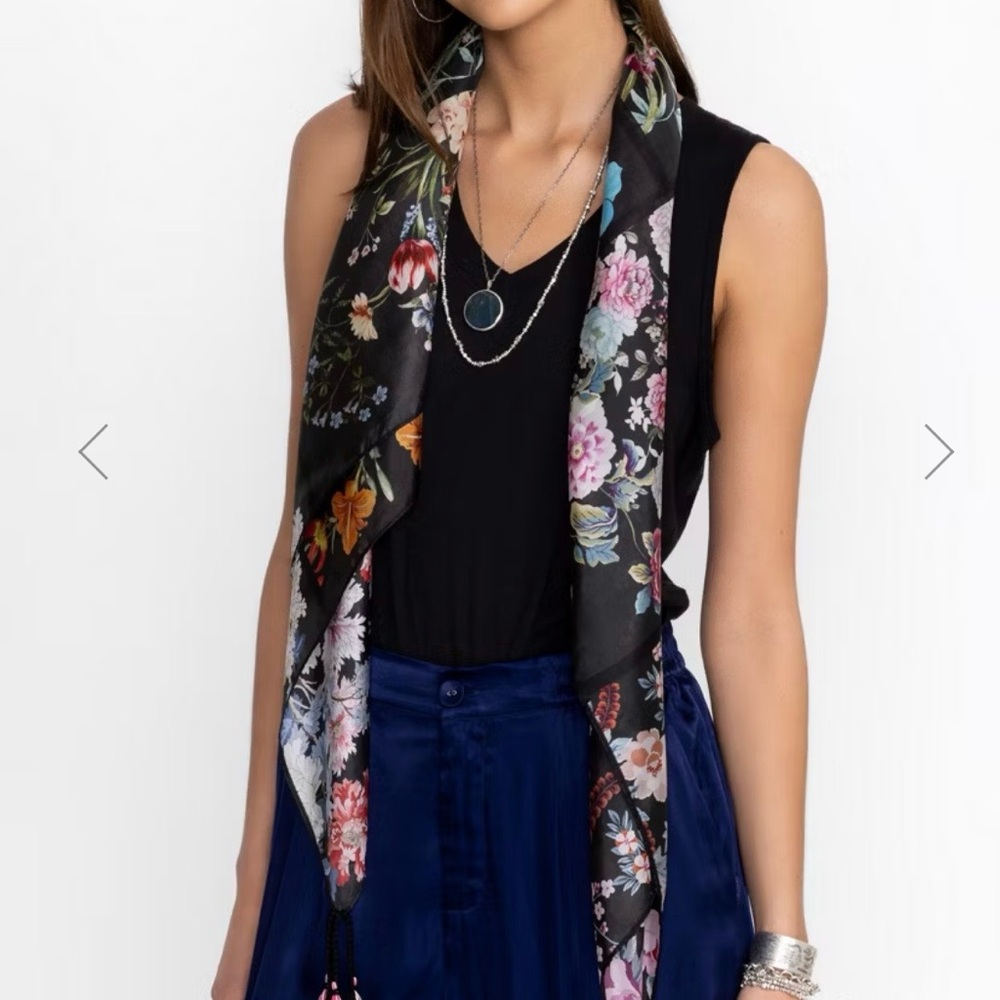Johnny Was Akki Floral Silk Scarf - Picture 2 of 8